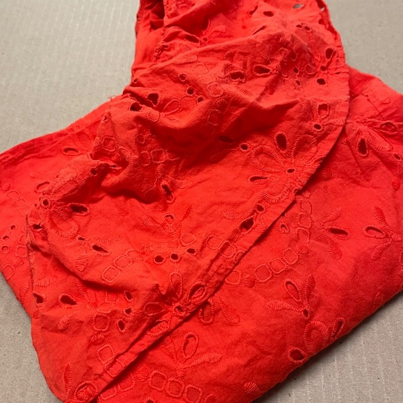 Ann Taylor Women's Medium Orange Eyelet Lace Off Shoulder Sleeveless Crop - Picture 13 of 13